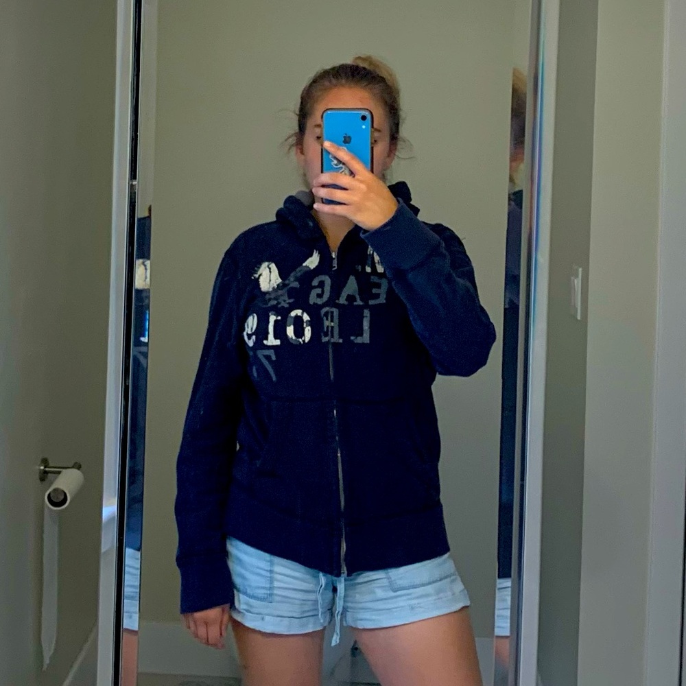American Eagle navy blue vintage fit zip-up hoodie, size medium